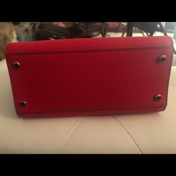 Kate Spade small red,cream,black satchel w/strap - Picture 3 of 8